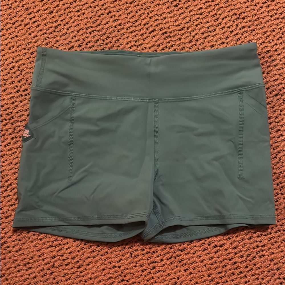 Teal Athletic Shorts with Moisture-Wicking Fabric and Elastic Waistband